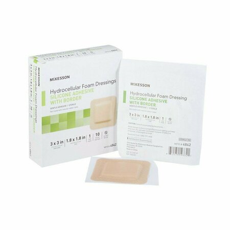 MCKESSON Silicone Adhesive with Border Silicone Foam Dressing, 3 x 3 Inch, 200PK 4842